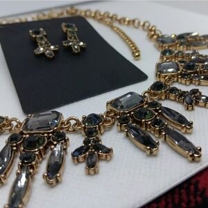 IMAN Grey Crystal Art Deco Earring & Necklace Set